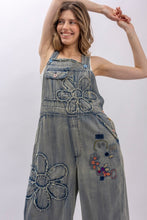 Load image into Gallery viewer, BLUEVELVET - Flower Patchwork And Embroidered Denim Overalls
