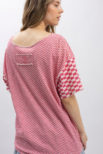 Load image into Gallery viewer, Checkerboard Print Mix Short Sleeve Tee Shirt
