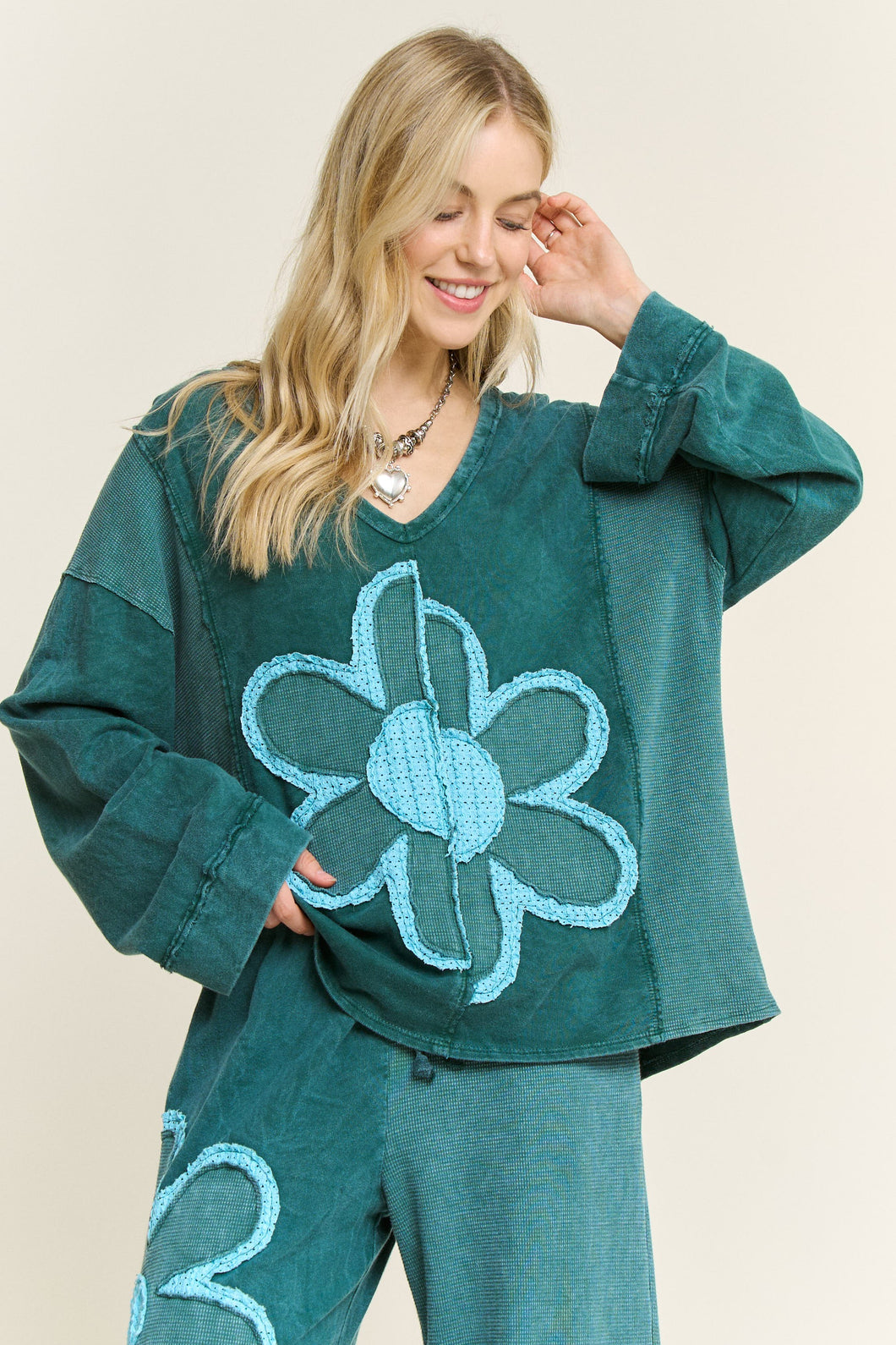 J. Her - Mineralwashed Halfcut Daisy Terry Thermal Top