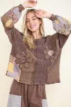Load image into Gallery viewer, J. Her - Mineral Washed Daisy Patchwork Sweater
