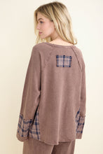 Load image into Gallery viewer, J. Her -Mineral Washed Distressed Star Patch Plaid Top
