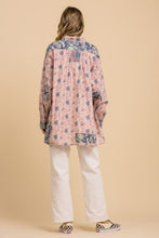 Load image into Gallery viewer, Bluevelvet - Floral Print Mix Patchwork Half Button Shirt - Pink Multi
