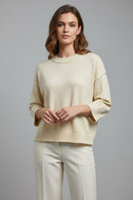 Load image into Gallery viewer, Pixi + Ivy - Crew Neck 3/4 Sleeve Reverse Seam Sweater - Ivory
