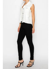 Load image into Gallery viewer, Origami - Stunning Denim Vest with Stripe Sparkle Designs - Ivory
