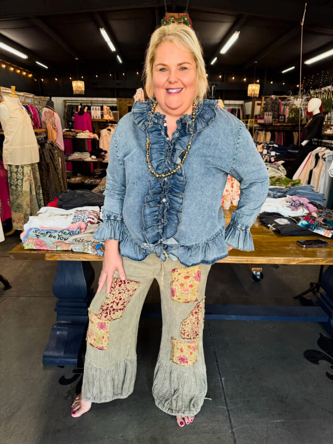 A Rare Bird - Denim Ruffle Top