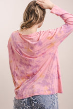 Load image into Gallery viewer, Bluevelvet - Flower Robin Print Tie Dye Long Sleeve Top - Pink
