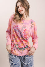Load image into Gallery viewer, Bluevelvet - Flower Robin Print Tie Dye Long Sleeve Top - Pink
