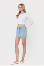 Load image into Gallery viewer, High Rise Light Wash Denim Skort
