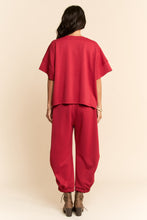 Load image into Gallery viewer, Davi &amp; Dani - Solid Flowy Top With Elastic Waist Band Pants Set - Red
