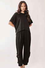 Load image into Gallery viewer, Davi &amp; Dani - Solid Flowy Top With Elastic Waist Band Pants Set - Black
