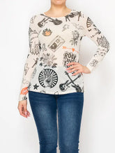 Load image into Gallery viewer, Origami - Sparkly Long Sleeve Sheer Mesh Top – RNR - Off White
