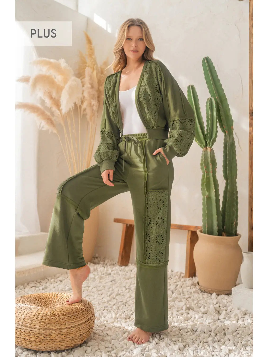 Plus Acid Washed French Terry Pants