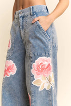 Load image into Gallery viewer, Davi &amp; Dani - Floral Print Wide Leg Denim Pants
