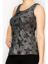 Load image into Gallery viewer, Origami - SUBTLY SPARKLY LUREX FABRIC TANK TOP - Black Star

