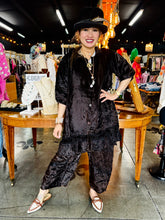 Load image into Gallery viewer, I Love Linen - Velvet Ruffle Shirt Dress
