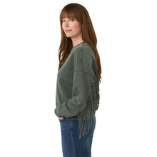Load image into Gallery viewer, J.NNA - OLIVE FRINGE SWEATSHIRT
