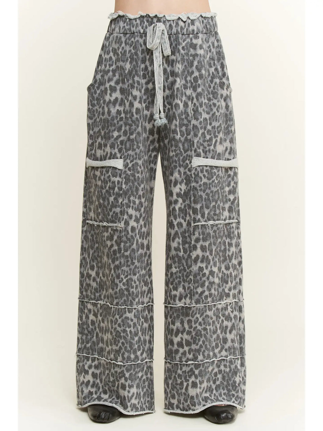 J. Her - Mineral Washed Animal Leopard Wide Leg Pants