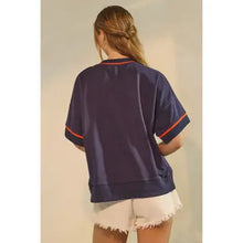 Load image into Gallery viewer, Oversized Game Day Short Sleeve Sweatshirt with Bold Flocking Letter Graphic
