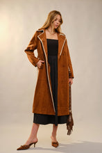 Load image into Gallery viewer, Blue B - Faux Suede Edge Embroidery Trench Coat
