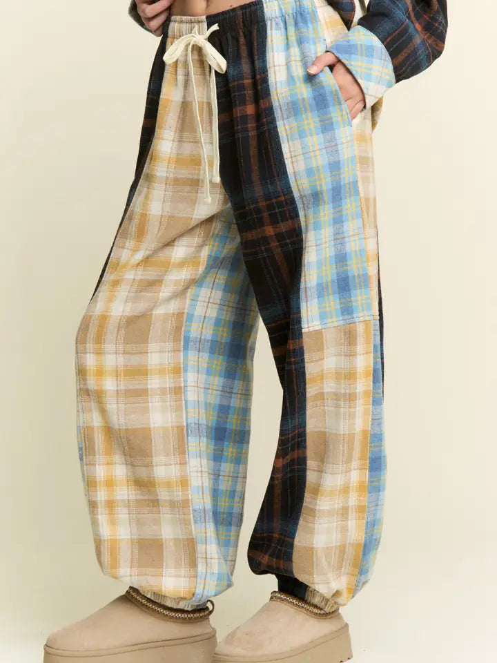 J.nna - Multi Color Plaid Pattern Joggers