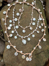 Load image into Gallery viewer, HC - Lariat Love Never End White Coin Pearls Necklaces 31"
