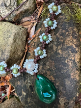 Load image into Gallery viewer, HC - 9 Sunflower With Big Jade Peandent Necklace OOAK
