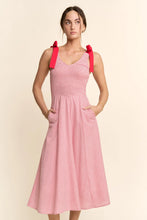 Load image into Gallery viewer, Davi &amp; Dani - Stripe Blocked Tie Straps Midi Dress

