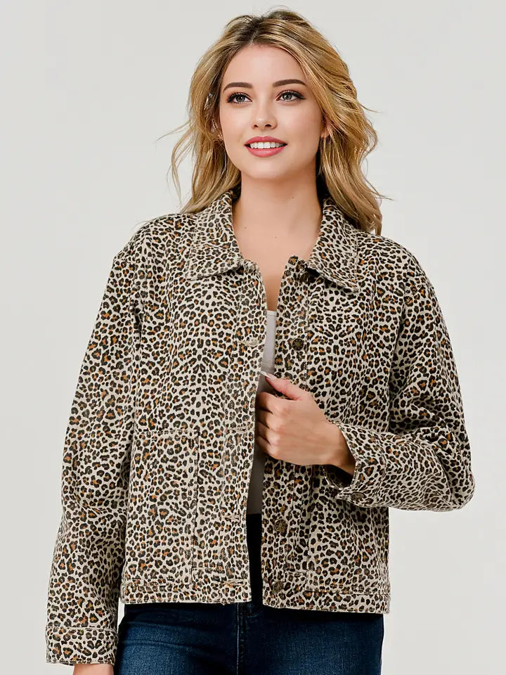 Pixy + Ivy -  Leopard Print, Animal Print Denim Jacket