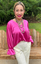 Load image into Gallery viewer, HC Ooh La La Pleated Silk Blouse
