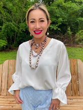 Load image into Gallery viewer, HC Ooh La La Pleated Silk Blouse
