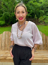 Load image into Gallery viewer, HC Ooh La La Pleated Silk Blouse
