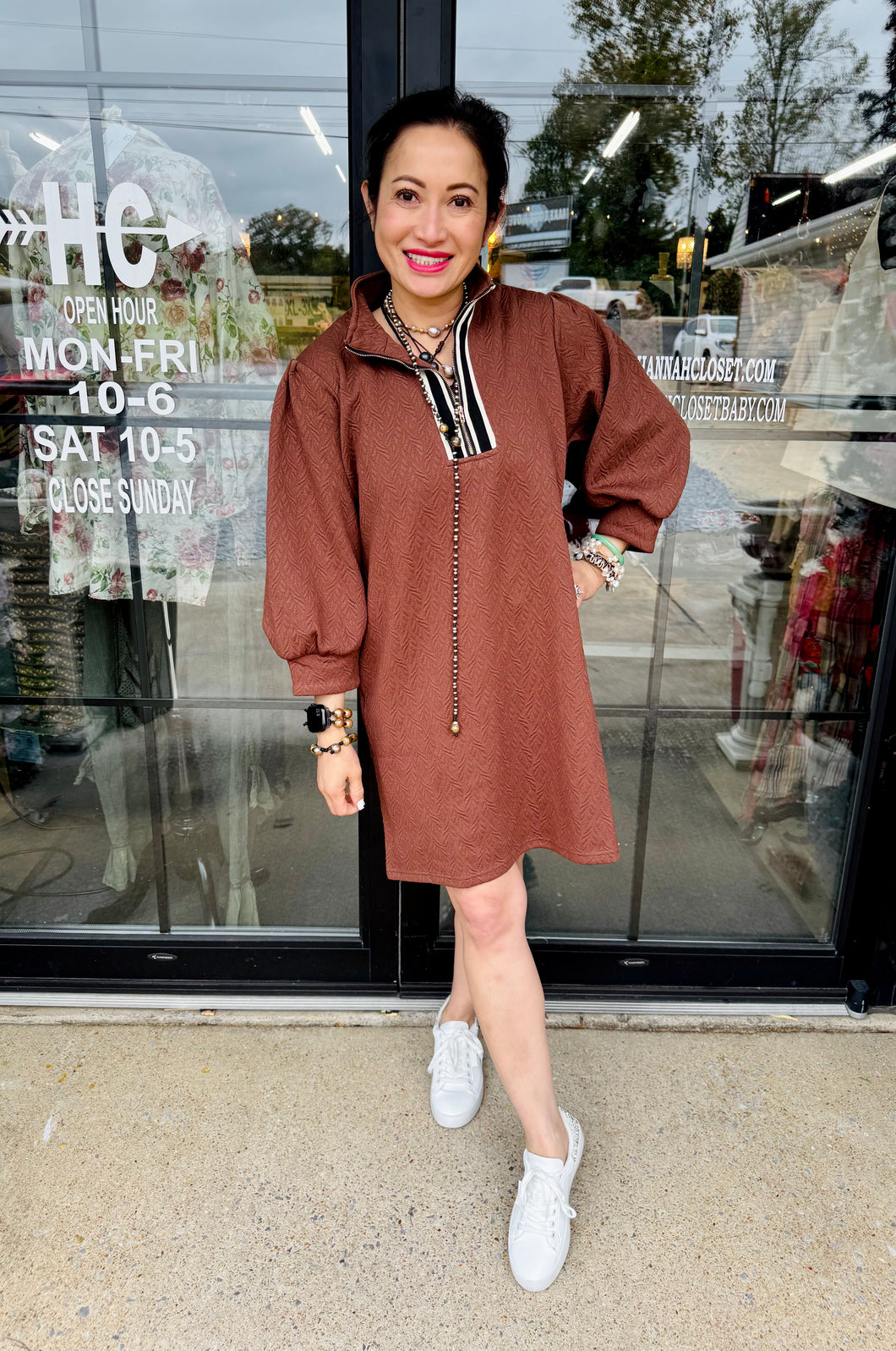 Pixy + Ivy -  Mandy Zip Up Dress Brown