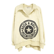 Load image into Gallery viewer, I Love Linen - French Terry Oversized Sweatshirt W/Star Bling
