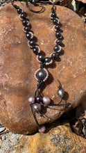 Load image into Gallery viewer, HC - Sun Trop Sunflower Pink/Black Pearls Necklace
