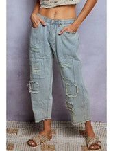 Load image into Gallery viewer, Pol - High Rise Ankle Length Distressed Pinstripe Jeans
