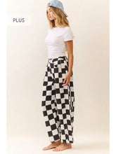Load image into Gallery viewer, Oddi - Checkered Printed Barrel Denim Pants - Black
