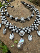 Load image into Gallery viewer, HC - Nine Sunflower Choker Silver Pearl 16"-18"
