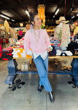 Load image into Gallery viewer, Pixi + Ivy - Crew Neck 3/4 Sleeve Reverse Seam Sweater - Light Pink
