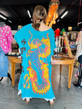 Load image into Gallery viewer, HCB - Dragon Spirit Shirt Dress Turquoise
