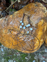 Load image into Gallery viewer, HC Pearl and Leather Earrings (White) Brown Leather
