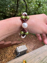 Load image into Gallery viewer, HC - 2 In 1 Green / White Pearls Bracelet
