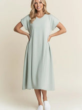 Load image into Gallery viewer, J.NNA - Casual V Neck Pleated Design Midi Dress
