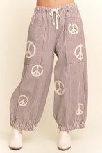 Load image into Gallery viewer, Peace Sign Pinstripe Palazzo Pants
