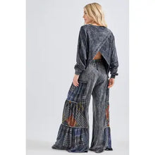 Load image into Gallery viewer, J. Her - Mineral Washed Tiered Plaid Wide Flare Pants
