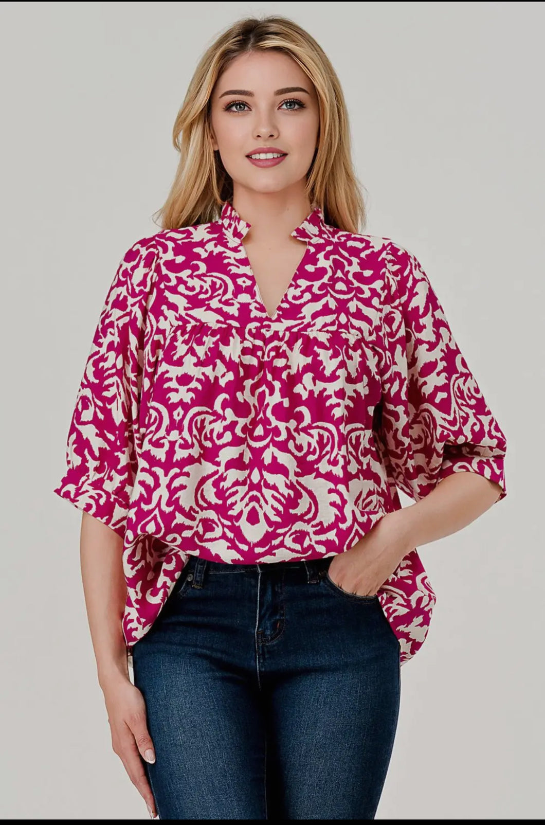 Devon Half Sleeve  Print Loose Top