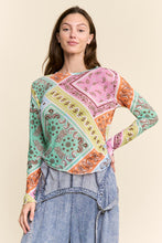 Load image into Gallery viewer, J.nna - Multi Pattern Long Sleeve Mesh Top - Multicolor Paisley
