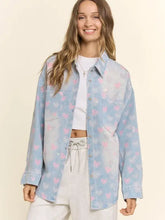 Load image into Gallery viewer, Davi &amp; Dani - Heart Print Washed Denim Button Up Shirt
