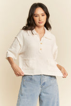 Load image into Gallery viewer, Textured Sweater Knit Knotched V-neck Top
