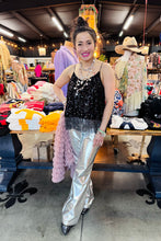 Load image into Gallery viewer, METALLIC BOOTCUT PANT - SILVER
