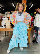 Load image into Gallery viewer, Indi &amp; Sai - Dolphin, Seahorse &amp; Turtle Frill Eyelet Bloomer Blue
